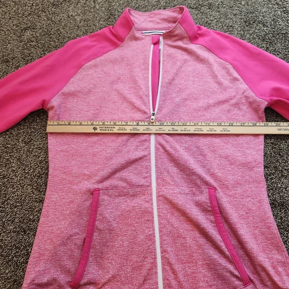 Footjoy Women Golf Berry Pink Full-Zip Brushed Space Dye Mid Layer Jacket Size M - Picture 4 of 6
